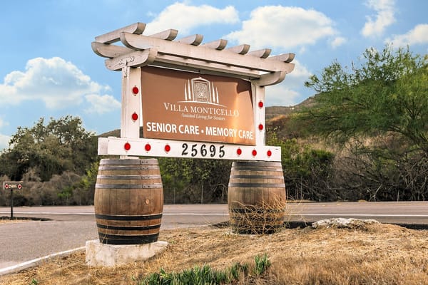 Sign for Villa Monticello Senior Care facility