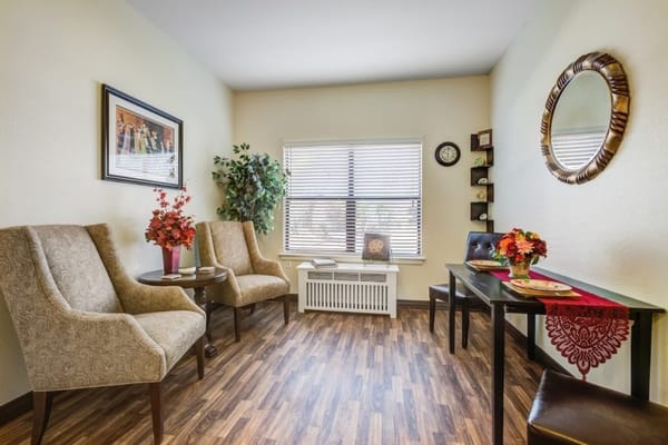 Cozy interior common area with seating and decor