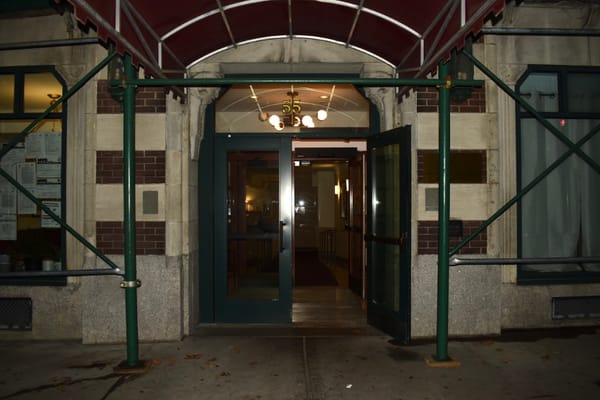Main entrance with double doors at Pierpoint House