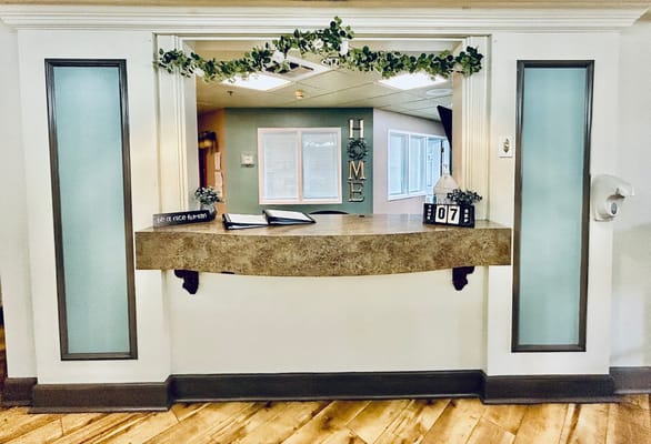 Reception area with a welcoming decor