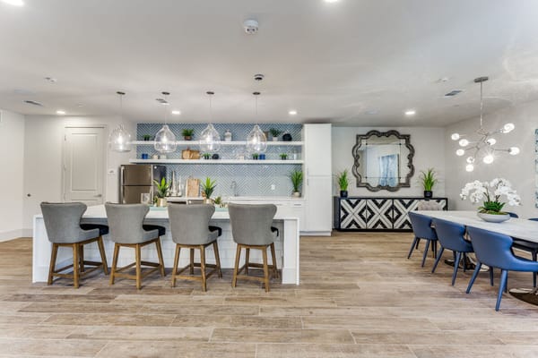 Modern common area with dining and lounge space