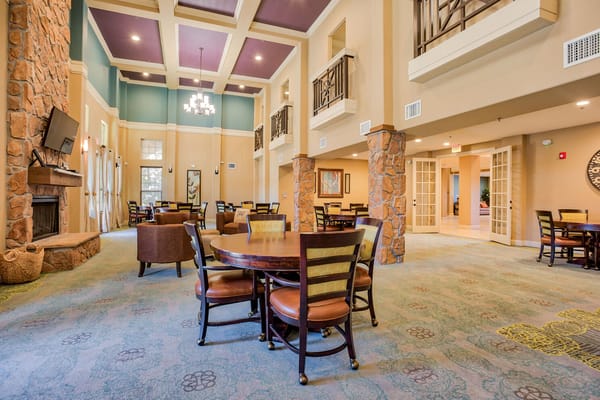 Interior view of a common area with seating