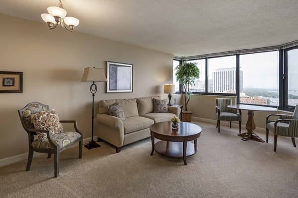 Bright interior view of a cozy living room