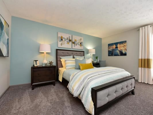 Stylish bedroom in a senior living facility