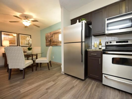 Modern kitchen area in a facility apartment