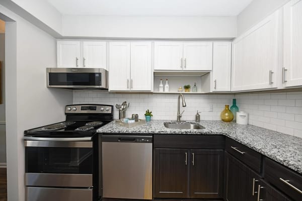 Modern kitchen interior with appliances and decor