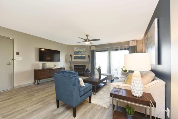 Bright living area with modern furnishings and natural light