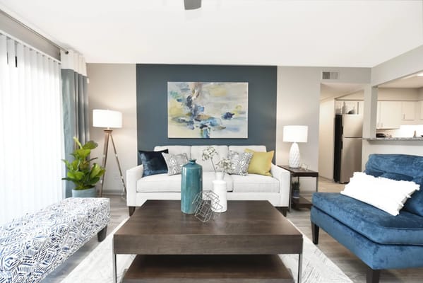 Bright interior living space with modern decor