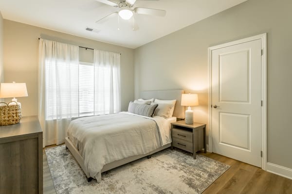 Cozy and well-decorated bedroom in a senior living facility