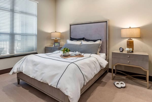 Cozy private bedroom in assisted living facility