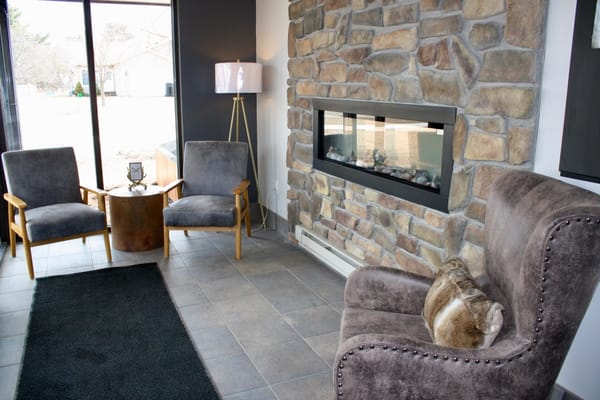 Cozy seating area with a fireplace