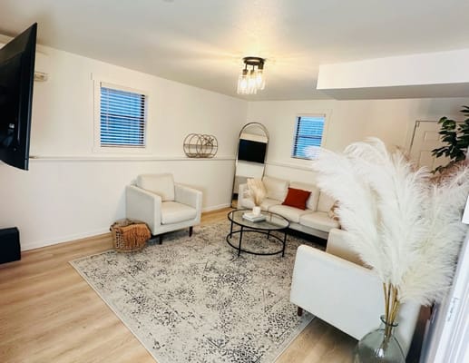 Bright common area with comfortable seating