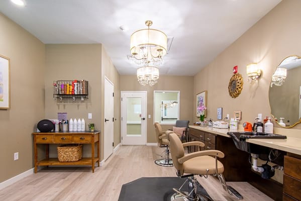 Interior view of a salon area in the facility