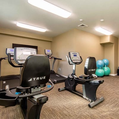 Interior view of gym equipment in a fitness area