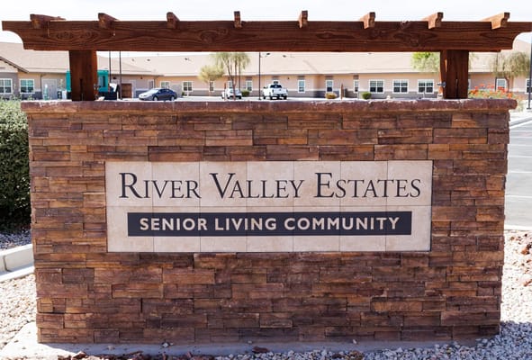 Sign for River Valley Estates Senior Living Community