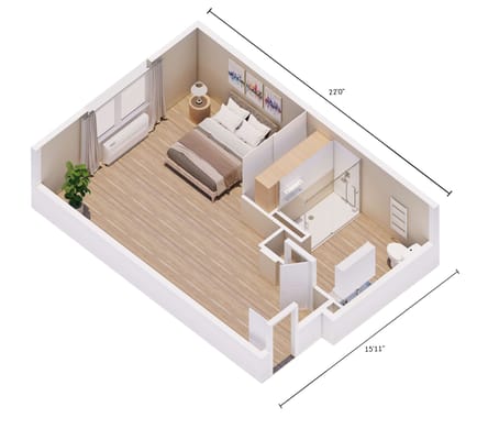 Architectural floor plan of a resident room