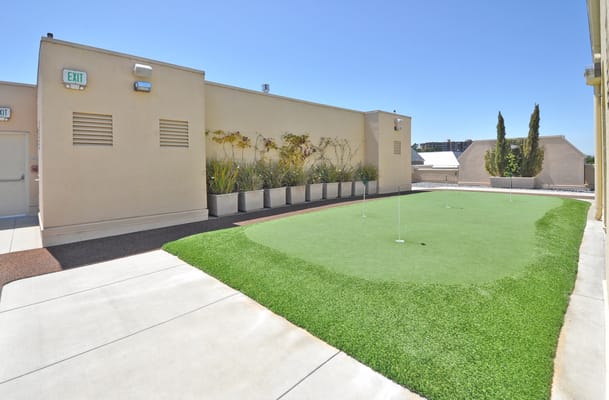 Rooftop putting green with artificial turf