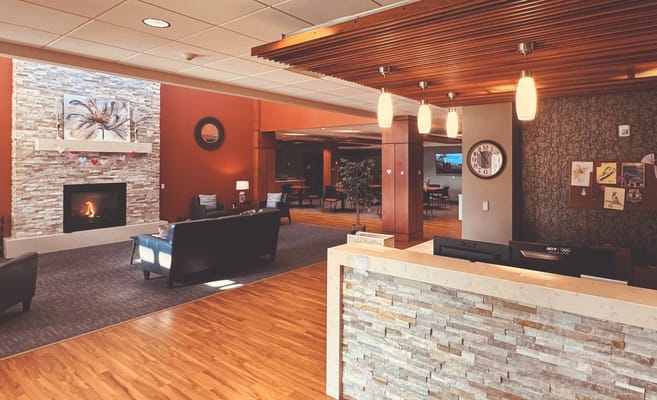 Interior view of a cozy lounge area in the facility