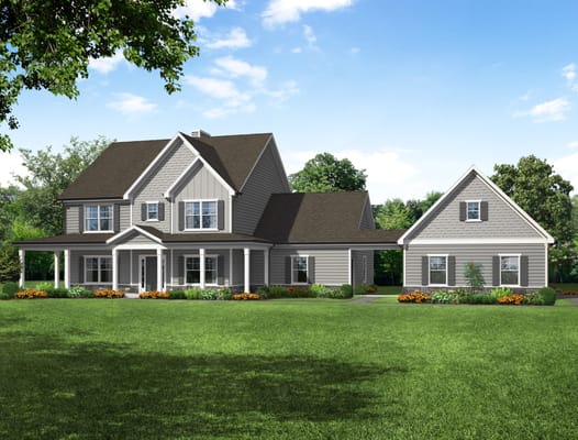 Exterior view of a senior living facility surrounded by greenery