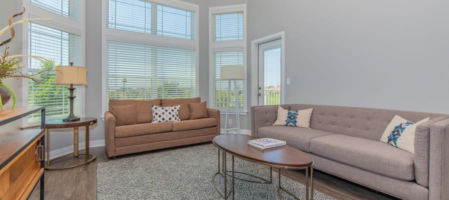 Comfortable lounge area with modern furniture and natural light