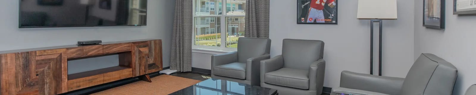 Bright common area in a senior living facility