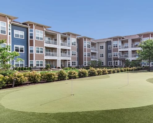 Well-maintained outdoor space at a senior living facility