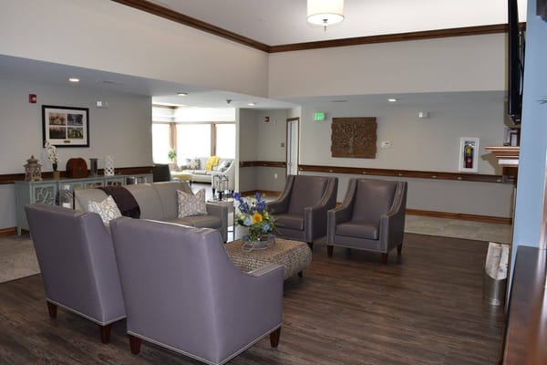 Interior lounge area with seating and decor