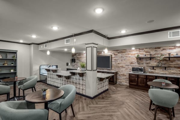 Interior view of a cozy lounge area with modern decor