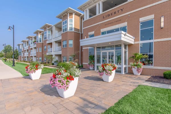 Entrance of Liberty at Shoal Creek with flowers