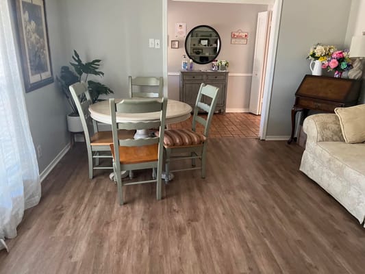 Cozy living area in a senior care facility