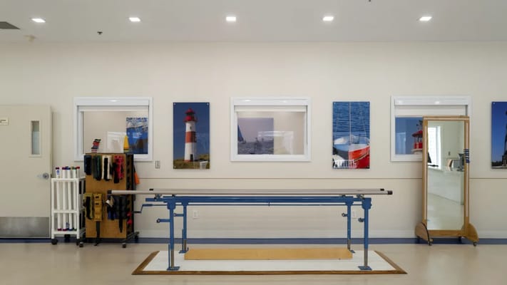 Interior view of a therapy area with equipment