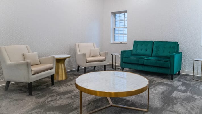 Modern seating area in a facility interior