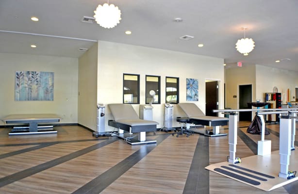 Interior view of a therapy room with equipment