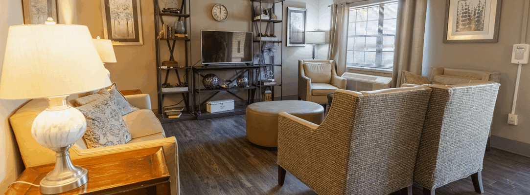 Cozy lounge area with comfortable seating and decor