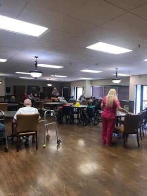 Residents participating in an activity in a common area