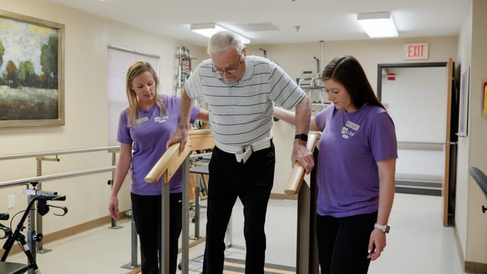 Residents engaging in physical therapy session