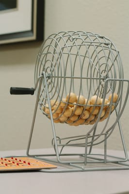 Bingo number selection device with balls