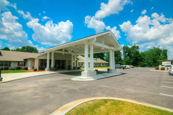 Front entrance of an assisted living facility