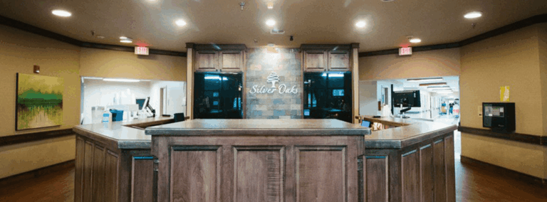 Reception area of Silver Oak assisted living facility