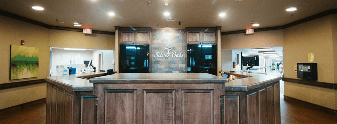 Reception area of Silver Oak assisted living facility