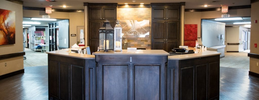 Reception area of a senior living facility