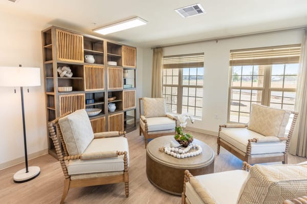 Comfortable seating in a well-lit common area