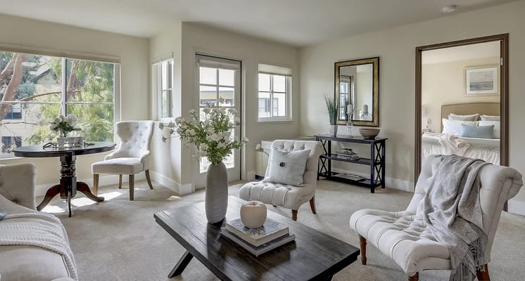 Bright interior living room with cozy seating