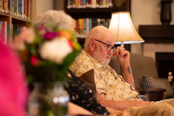 Residents enjoying time in a cozy common area