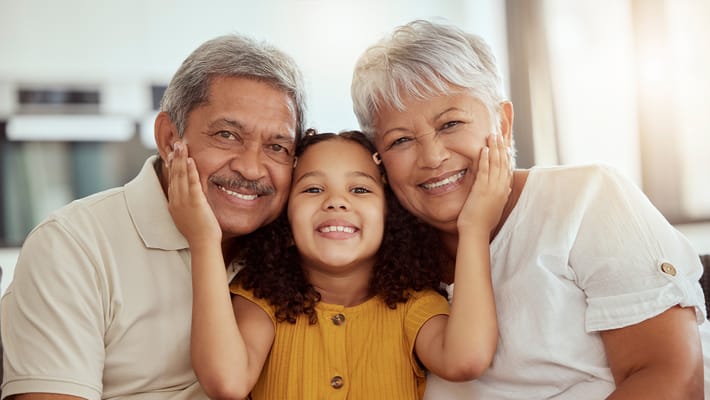 A happy family of three enjoying time together