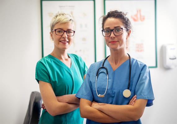 Healthcare professionals in a facility setting