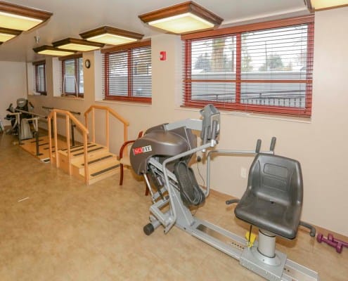 Interior fitness area with exercise equipment