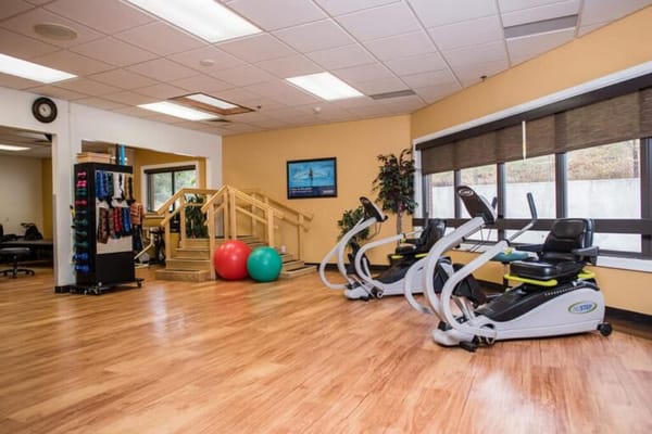 Interior view of a fitness area with equipment
