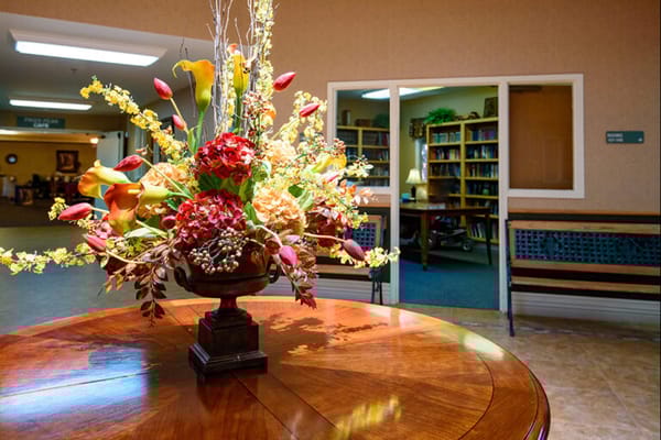 Floral arrangement in a cozy interior setting