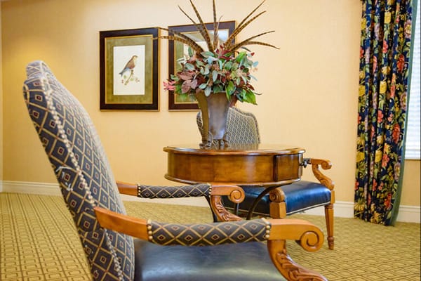 Cozy seating area with decorative plants